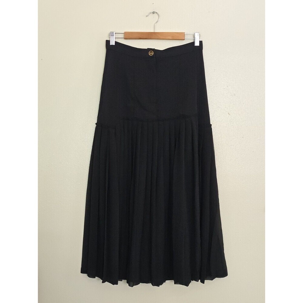Sandro Pleated Long Midi Skirt Womens 40 US 8 Black A Line Paris Chic Sheer - Picture 2 of 12